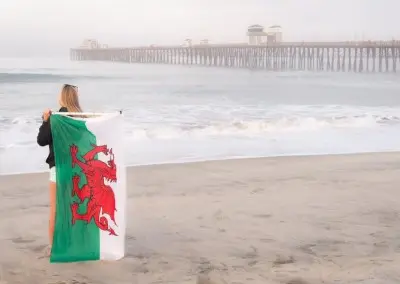 Welsh flag at pier
